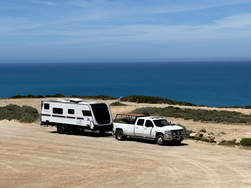 Heavy duty towbar towing a caravan in Western Australia